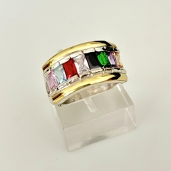 Anillo en Plata y Oro con Cubic baguette colores - comprar online