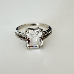 Anillo en Plata con Cubic rectangular blanco - comprar online