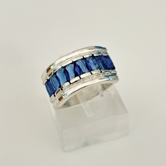 Anillo en Plata, Cubic baguette azul en internet
