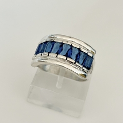 Anillo en Plata, Cubic baguette azul - comprar online