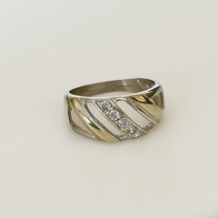 Anillo en Plata y Oro con Cubic