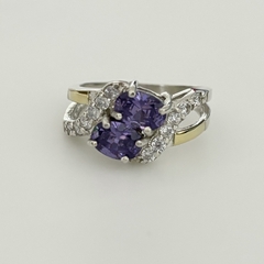Anillo en a Plata y Oro con Cubic violeta, Zirconias - comprar online