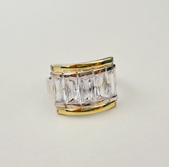 Anillo en Plata y Oro con Cubic baguette blanco en internet