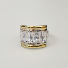 Anillo en Plata y Oro con Cubic baguette blanco - comprar online