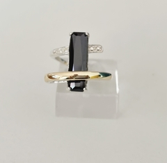 Anillo en Plata y Oro con Cubic rectangular Negro en internet