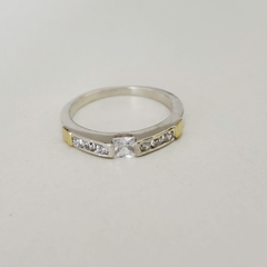 Anillo en Plata y Oro con Cubic