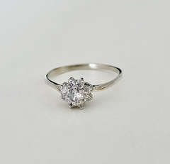 Anillo flor en Plata con Cubic - comprar online