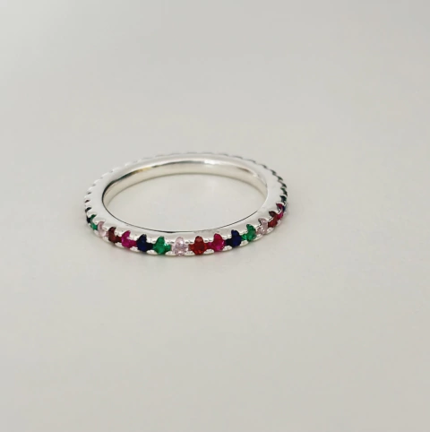 Anillo Sin fin con Cubic de colores