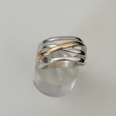 Anillo Cruzado en Plata y Oro