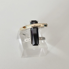 Anillo en Plata y Oro con Cubic rectangular Negro