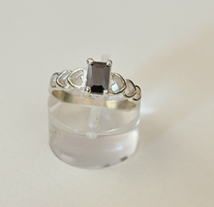Anillo en Plata y Cubic rectangular negro - comprar online