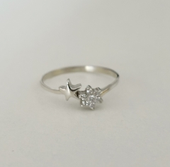 Anillo en Plata estrella y flor con cubic - comprar online