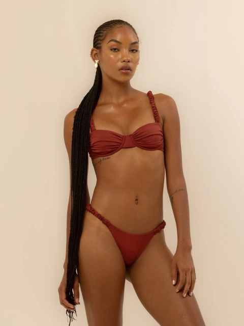 top franzido vermelho pitanga - comprar online