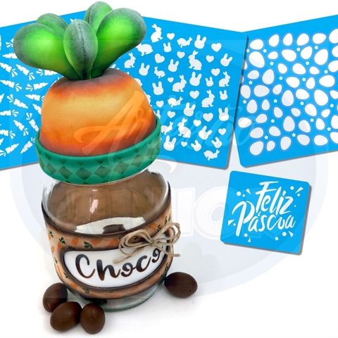 Mini KIT Stencils de Páscoa com Brinde