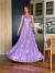 Vestido Longo de Festa Agata Lavanda Elegante em Tule Bordado Evasê de Um Ombro Só - Lovissa Moda Festa
