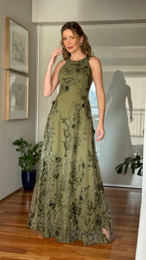 Vestido de Festa Longo Jessica Verde Oliva - comprar online