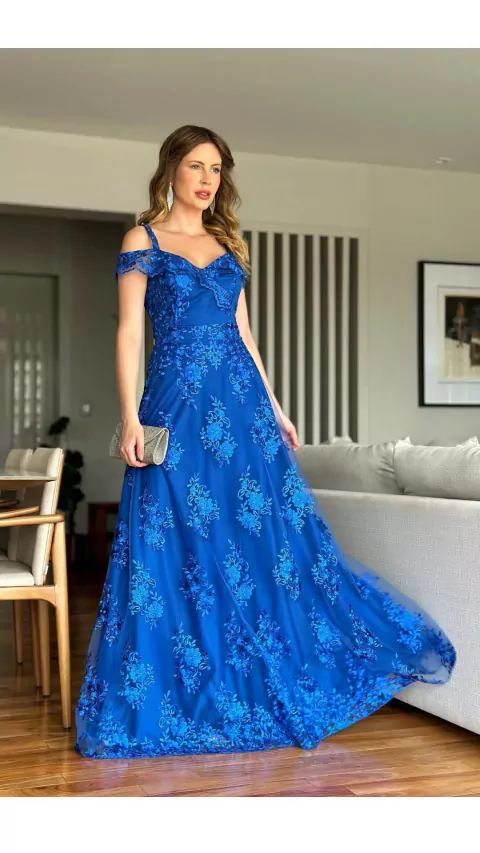 Vestido De Festa Angelica Azul Royal 2 - comprar online