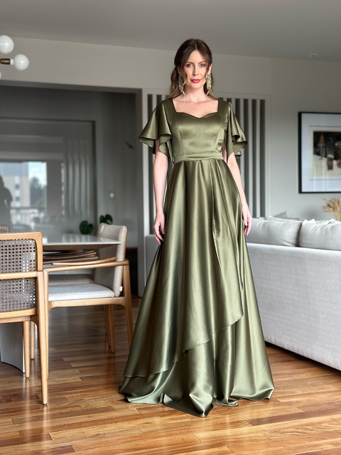 Vestido De Festa Amanda Verde Oliva - comprar online