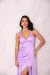 Vestido Longo de Festa Cecília Lavanda Sereia de Alças, com Fenda, Pregas e Decote em V Moderno. na internet