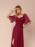 Vestido Longo de Festa Cristal Marsala Elegante em Chiffon Texturizado com Mangas na internet