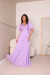 Vestido Longo De Festa Ellen Lavanda em Chiffon com Mangas Assimétricas e Corpete Bordado - Lovissa Moda Festa