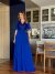 Vestido Longo De Festa Ellen Azul Royal em Chiffon com Mangas Assimétricas e Corpete Bordado na internet