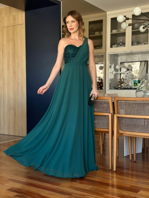 Vestido De Festa Tamires 2 Verde Esmeralda - comprar online