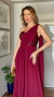 Vestido de Festa Longo Carolina Marsala Sofisticado de Um Ombro Só com Capa e Saia em Chiffon com Cauda Frontal Assimétrica - Lovissa Moda Festa