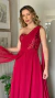 Vestido de Festa Longo Carolina Marsala Sofisticado de Um Ombro Só com Capa e Saia em Chiffon com Cauda Frontal Assimétrica - loja online