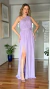 Vestido de Festa Longo Natalia Lilás Multiformas de Tule Leve com Fenda Sofisticado - comprar online