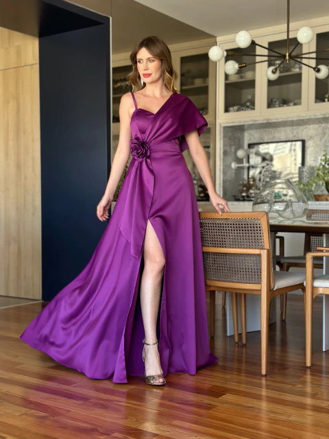 Vestido De Festa Yasmin Roxo - comprar online