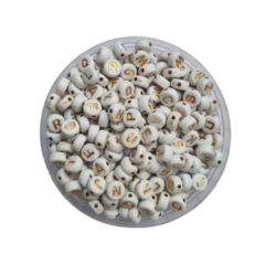 CUENTAS BLANCAS LETRAS DORADAS 25gr