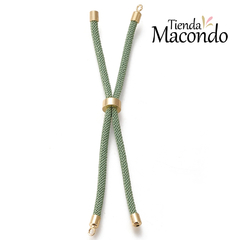 CORDON PARA PULSERA NYLON CON DESLIZANTE Y TERMINALES VERDE SECO - comprar online