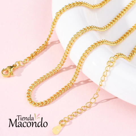 COLLAR ENCHAPADO ESLABON CUBANO CON EXTENSOR - comprar online