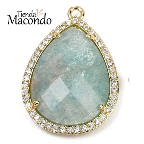 LAGRIMA PIEDRA Y CIRCONITAS AMAZONITA NATURAL (1 UNIDAD) - comprar online