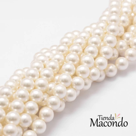PERLAS SHELL BLANCA 6mm (1 TIRA) - comprar online