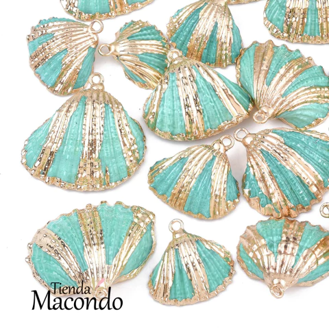 SHELL NATURAL TURQUESA Y DORADO (1 Unidad) - comprar online