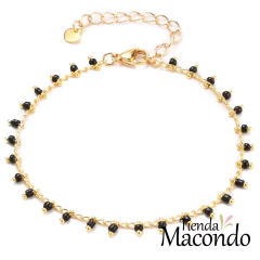 PULSERA SAMANTA CRISTAL NEGRO ENCHAPADO (1 UNIDAD) - comprar online