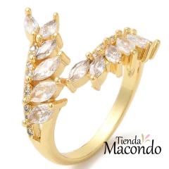 ANILLO ZIRCONIAS HOJITAS TRASLUCIDAS ENCHAPADO (1 Unidad) - comprar online