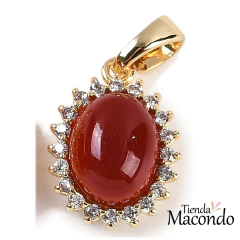 OVALO ENCHAPADO CON CORNALINA NATURAL Y ZIRCONIAS (1 UNIDAD) - comprar online