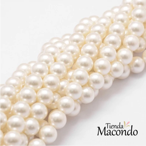 PERLAS SHELL BLANCA 8mm (1 TIRA) - comprar online