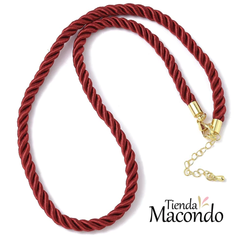 COLLAR CORDON RASADO ROJO CIERRE ACERO DORADO (1 UNIDAD) - comprar online
