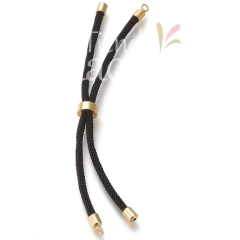 CORDON PARA PULSERA NYLON CON DESLIZANTE Y TERMINALES NEGRA
