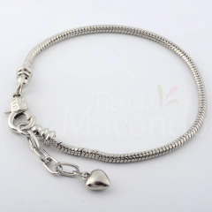 PULSERA PLATEADA PANDOR CON EXTENSOR CORAZON (200x3) (1 UNIDAD)