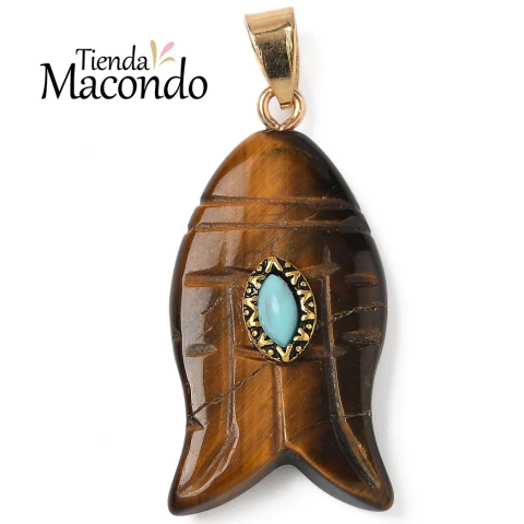 PEZ PIEDRA OJO DE TIGRE TALLADO (1 UNIDAD) - comprar online