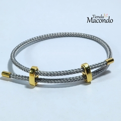 CUERDA DE ALAMBRE PARA PULSERA CON DESLIZANTE Y TERMINALES GRIS - comprar online