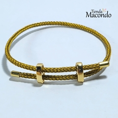 CUERDA DE ALAMBRE PARA PULSERA CON DESLIZANTE Y TERMINALES MOSTAZA - comprar online