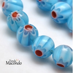 TIRA ESFERA MURANO MILLEFIORI CELESTE (1 TIRA) - comprar online