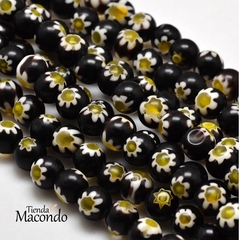 TIRA ESFERA MURANO MILLEFIORI NEGRA (1 TIRA) en internet