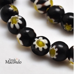 TIRA ESFERA MURANO MILLEFIORI NEGRA (1 TIRA) - comprar online